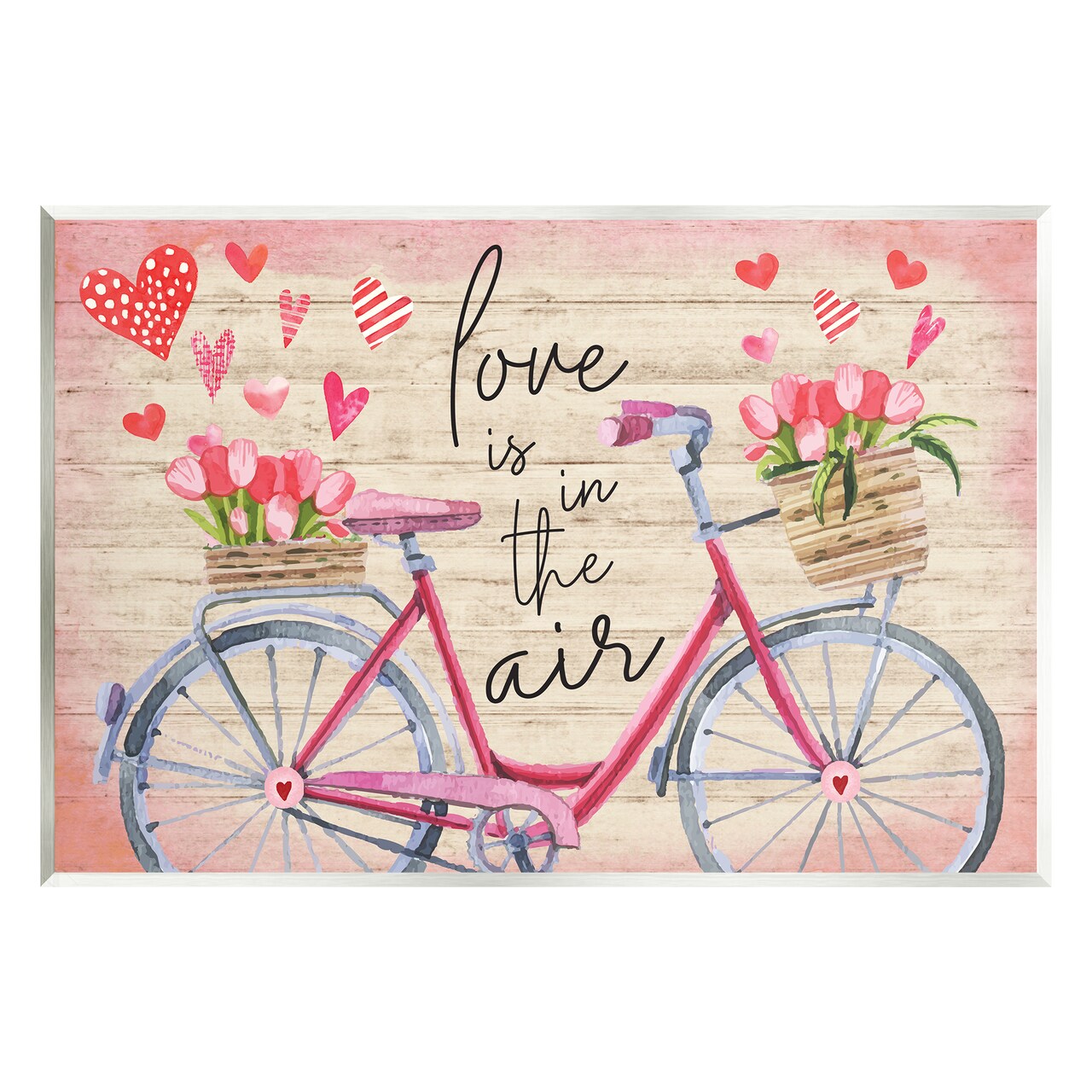 Stupell Industries Love In The Air Tulip Bike Basket Wall Plaque Art